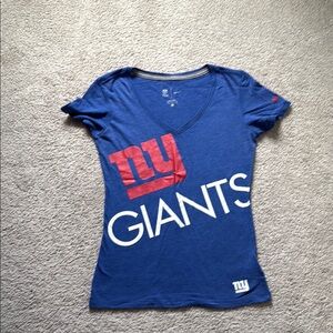 New York Giants Woman’s V-Neck Short Sleeve Blue T-Shirt